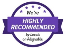 Badge that says "We're HIGHLY RECOMMENDED by Locals on Alignable"